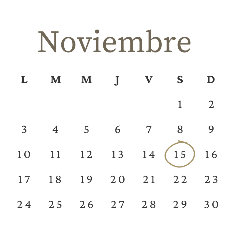 Calendario de noviembre con el 15 marcado